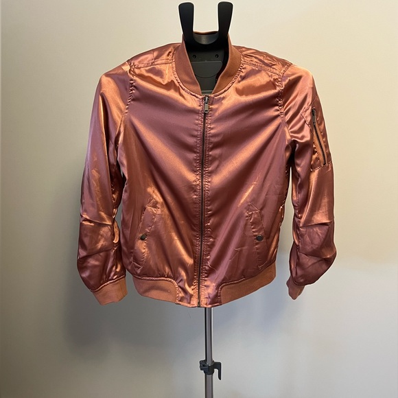 Rose Gold Bomber Jacket sz S - Picture 1 of 2